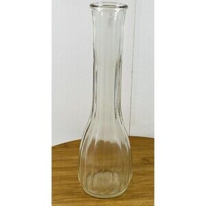 Vintage Hoosier Glass 9" Clear Ribbed Vase Embossed #17
